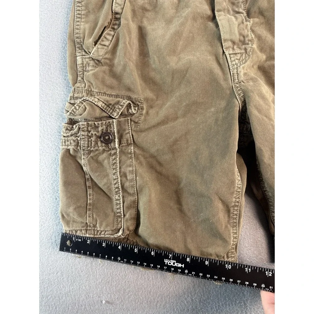 Y2k American Eagle Cargo Shorts Mens 32 Green Canvas Relaxed 11 Inseam Vintage